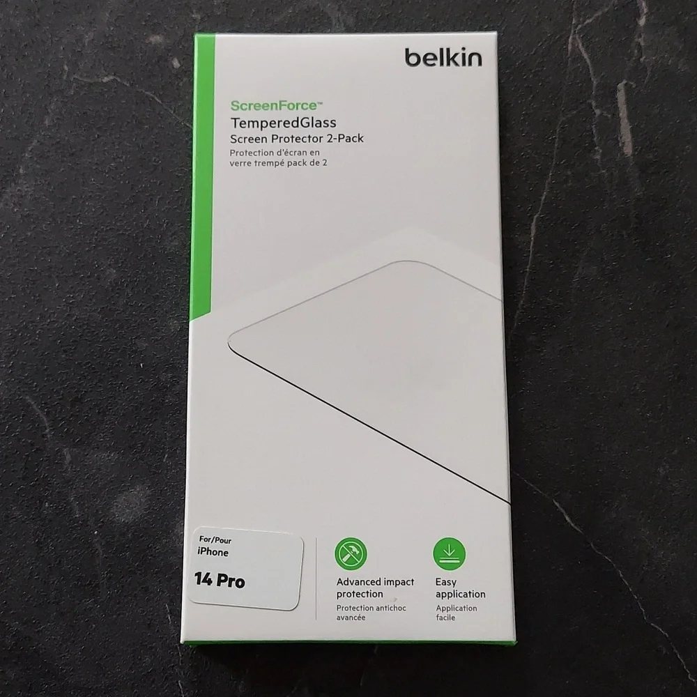 New Belkin Screen force Tempered Glass Screen Protector for iPhone 14 Pro 2-Pack